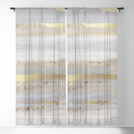 Luxury grey watercolor and gold texture Sheer Curtain