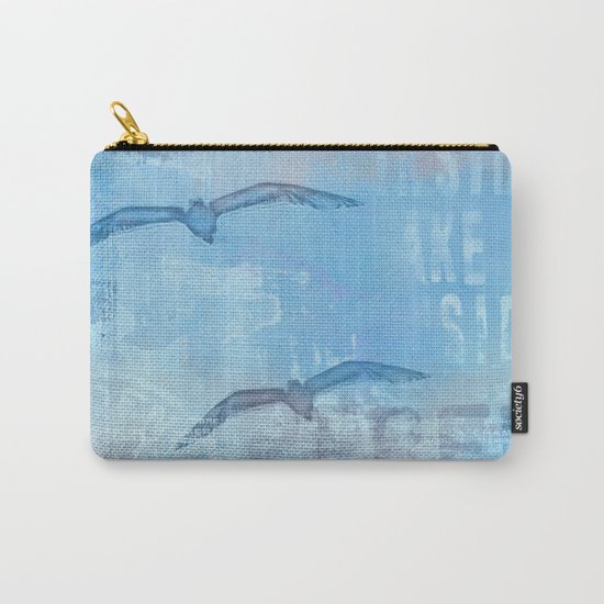 Free sea gull blue mixed media art Carry-All Pouch