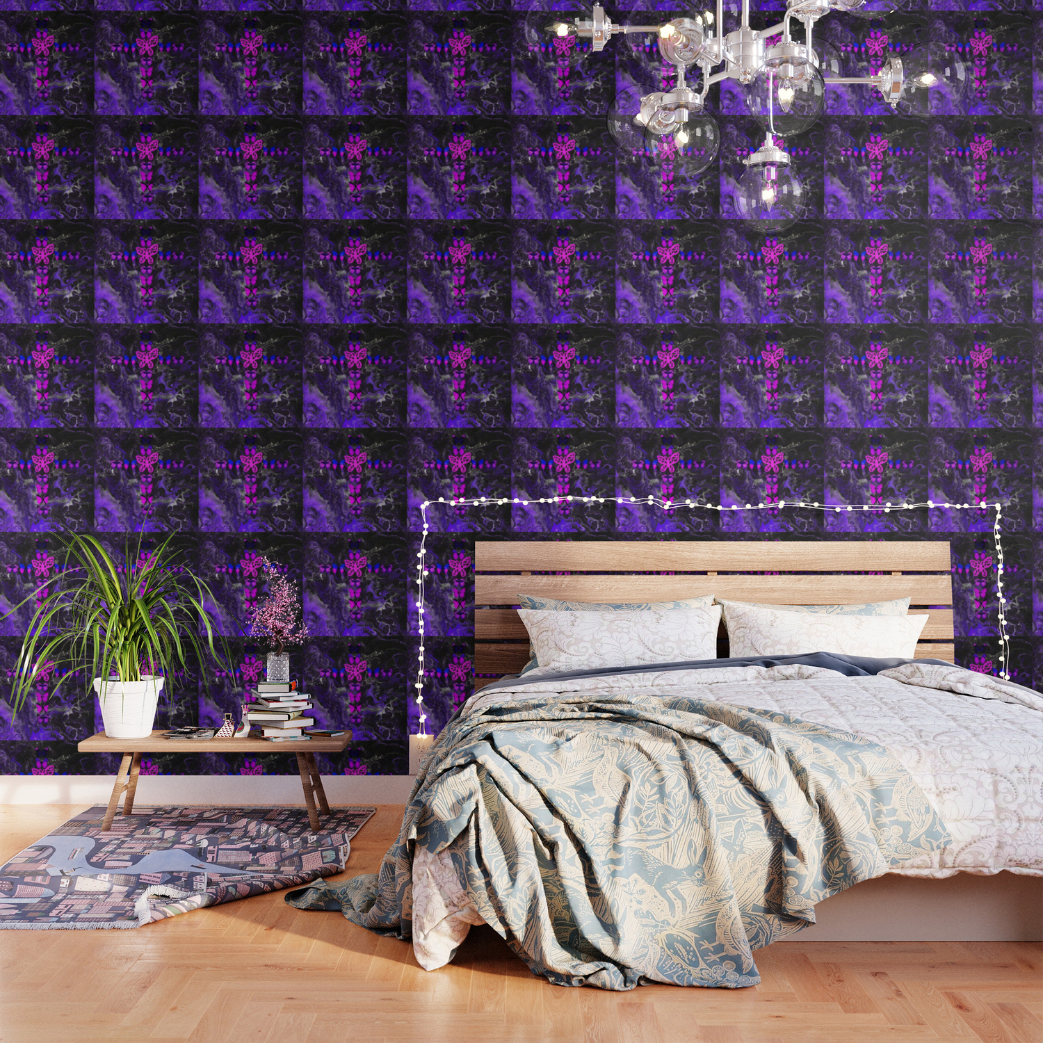 Purple Fire Cross Wallpaper By Artbyleclairedesigns Society6