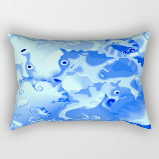 Seahorse in blue Rectangular Pillow