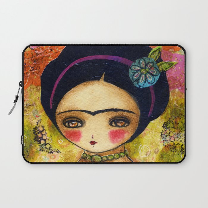 Frida In An Orange And Pink Dress Laptop Sleeve