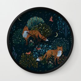 Forest Foxes Wall Clock