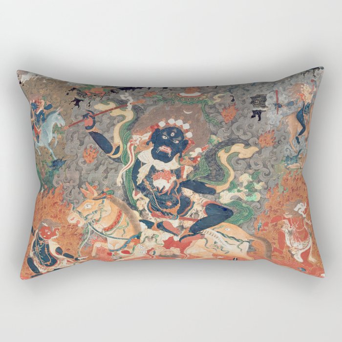 Shri Devi Palden Lhamo Tibetan Thangka Rectangular Pillow