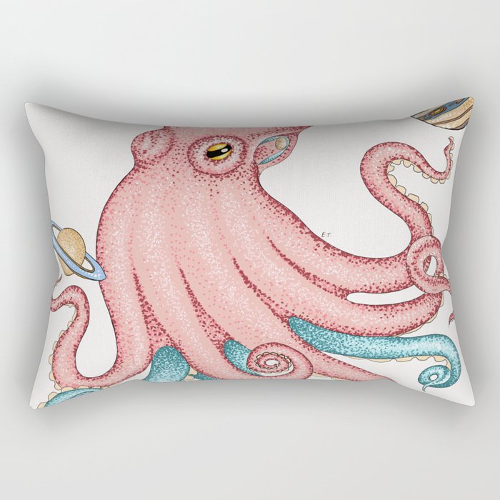 Octopus Kraken Octoverse Cosmic Dancer Ink Art Rectangular Pillow