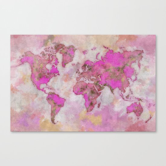 World Map Violet Canvas Print