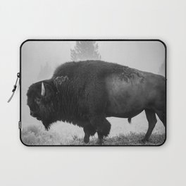 Buffalo in the fog at Yellowstone Laptop Sleeve