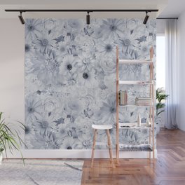 pewter grey floral bouquet aesthetic array Wall Mural