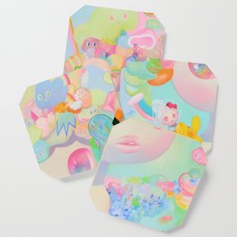 'Sunshine' cute colorful rainbow pastel art Coaster