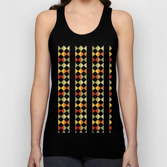 Checker diamond style colorful pattern with black and white Unisex Tank Top