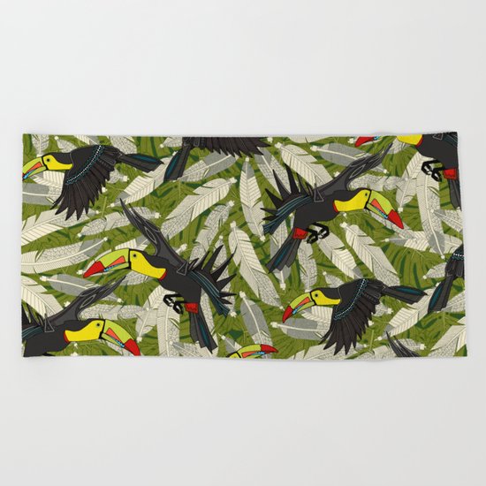 toucan jungle Beach Towel