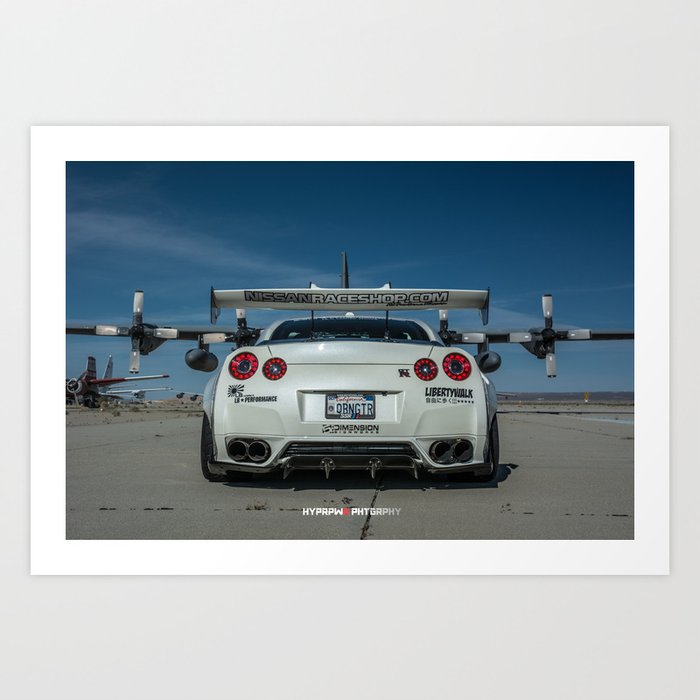 Nissan Gt R R35 Libertywalk Widebody With Plane Art Print