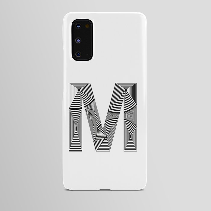 capital letter M in black and white, with lines creating volume effect Android Case