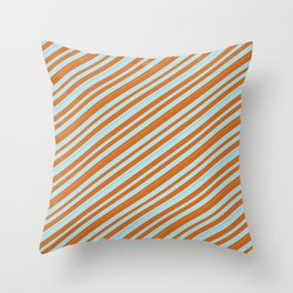 [ Thumbnail: Chocolate & Powder Blue Colored Stripes/Lines Pattern Throw Pillow ]