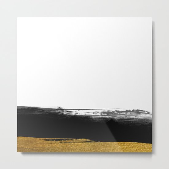 Black and Gold grunge stripes on clear white backround - Stripe- Striped Metal Print