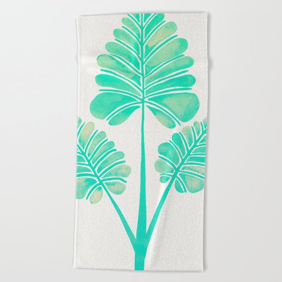 Tropical Palm Leaf Trifecta – Turquoise Palette Beach Towel