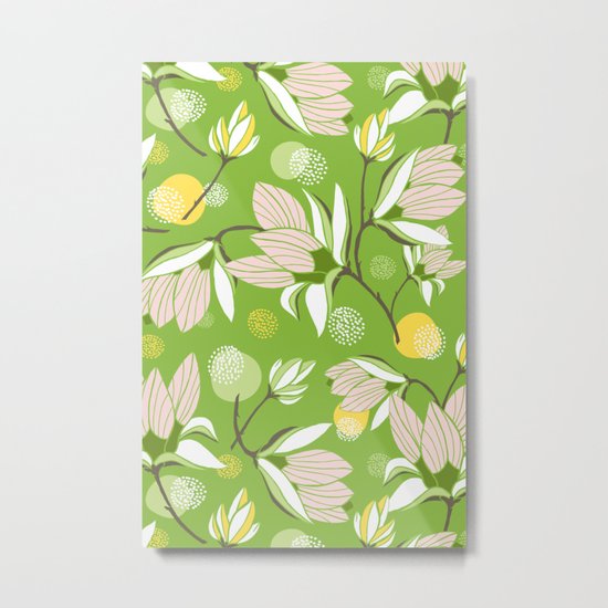 Magnolia Blossom Greenery Metal Print