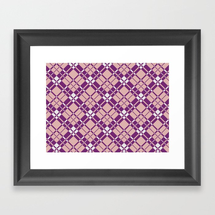 Purple pink gingham checked Framed Art Print