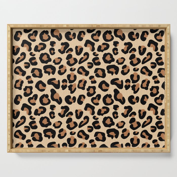 Leopard Print, Black, Brown, Rust and Tan Serving Tray