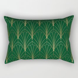 Art Deco Waterfalls // Emerald Green Rectangular Pillow