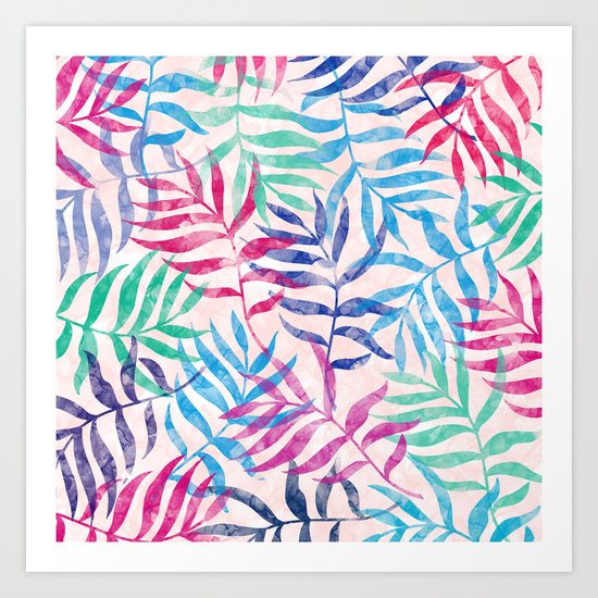 Watercolor Tropical Palm Leaves Art Print