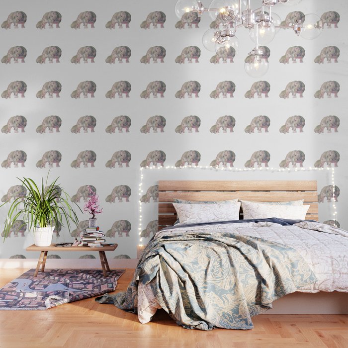 Mom and Baby Hippo Wallpaper by Melly Terpening | Society6