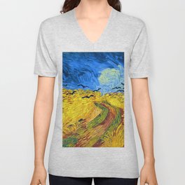 Vincent van Gogh "Wheatfield with crows" V Neck T Shirt