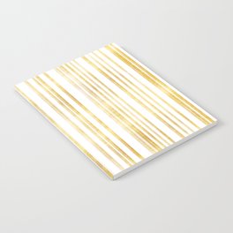 Gold and White Stripes, Metallic Golden Texture Pattern Notebook