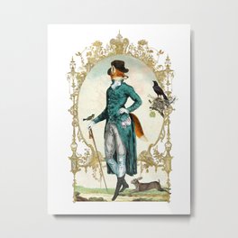 Mr Fox Metal Print | Countryside, Bird, Vintage, Englishgentleman, Birdsnest, Elegant, British, Hare, Anthropomorphic, Rural 