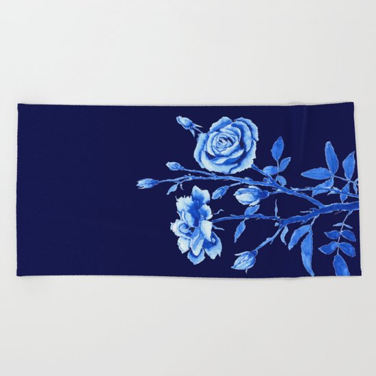 blue rose Beach Towel