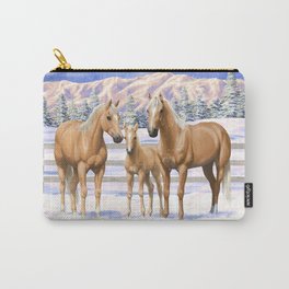 Beautiful Palomino Quarter Horses In Snow Carry-All Pouch