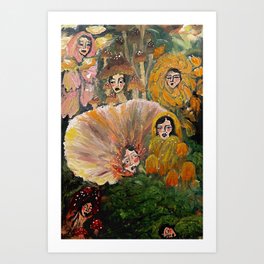 Autumn Mushroom Fairies Art Print