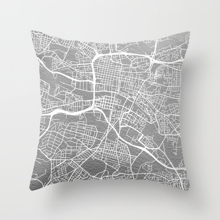 Silver Glasgow map Throw Pillow