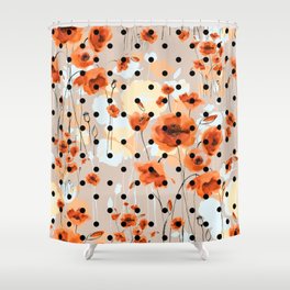 Abstract floral seamless pattern with field poppies Shower Curtain