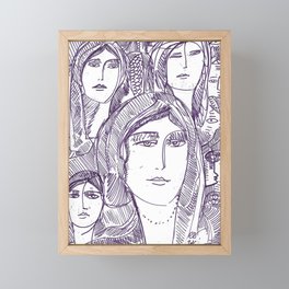 Sketching While on a phone French Art Drawing Portraits Framed Mini Art Print
