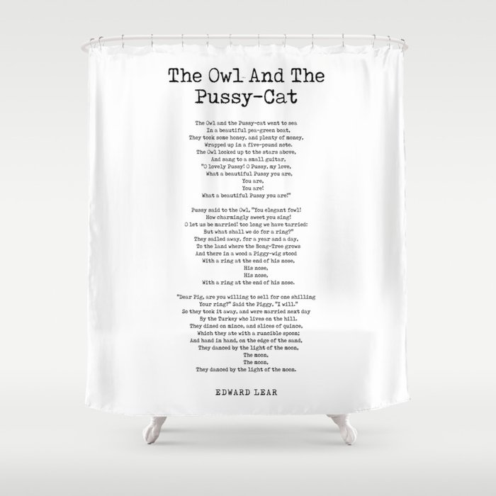 The Owl And The Pussy-Cat - Edward Lear Poem - Literature - Typewriter Print 1 Shower Curtain