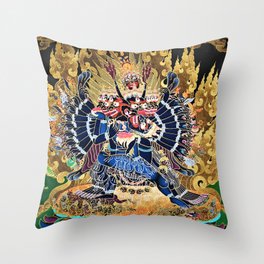 Buddhist Vajrabhairava Demon Deity 4 Throw Pillow