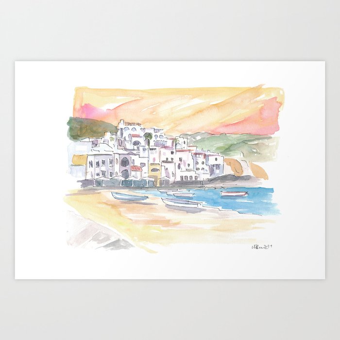 Splendid Ischia Harbour View in Bright Sunshine Art Print