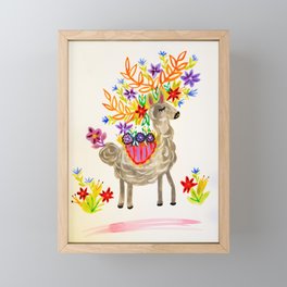 lovely little llama Framed Mini Art Print
