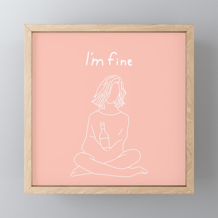 I'm fine / digital art / salmon Framed Mini Art Print