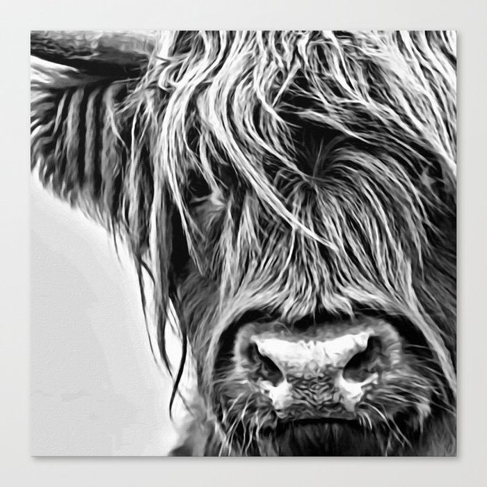 Black and White Highland Cow Canvas Print by SwanDee Society6