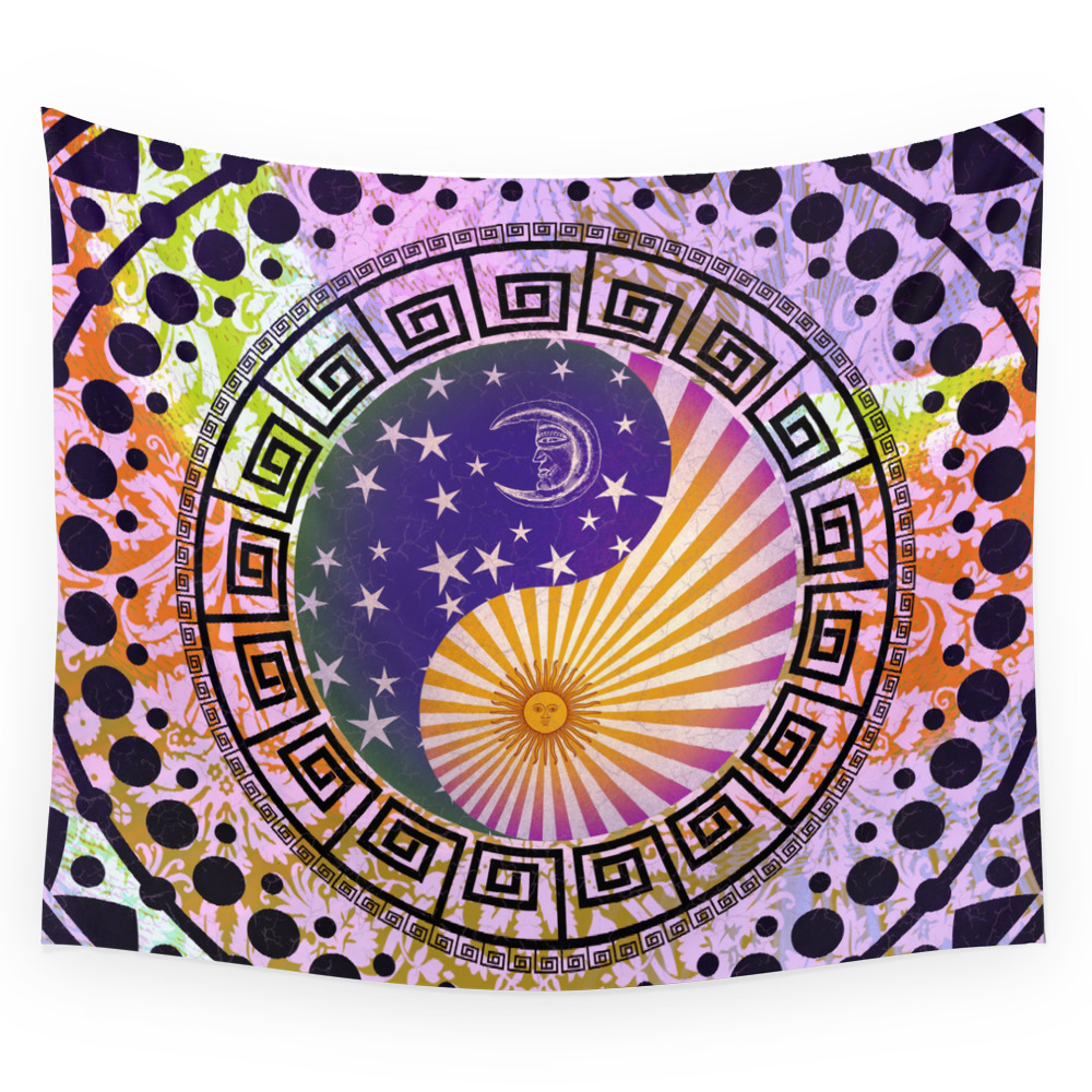 Sun Moon & Stars Yin Yang Bohemian Hippie Festival Spiritual Zen Mantra Meditation Wall Tapestry by inspiredimages
