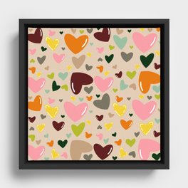 Cutie Hearts Pattern Framed Canvas
