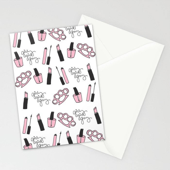 Girly Girl Gang Pattern Stationery Cards By Cloveranddoll Society6