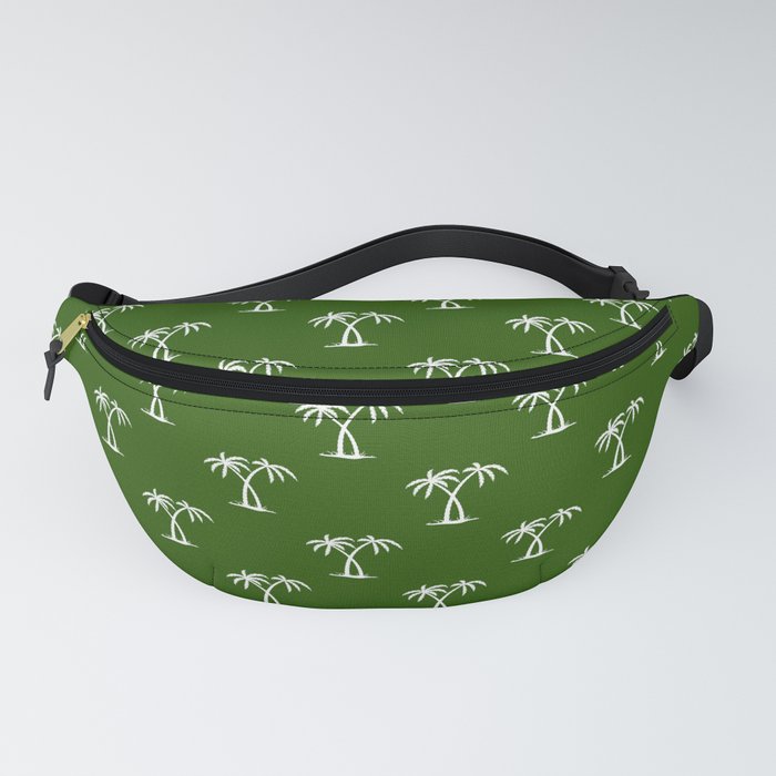 Green And White Palm Trees Pattern Fanny Pack