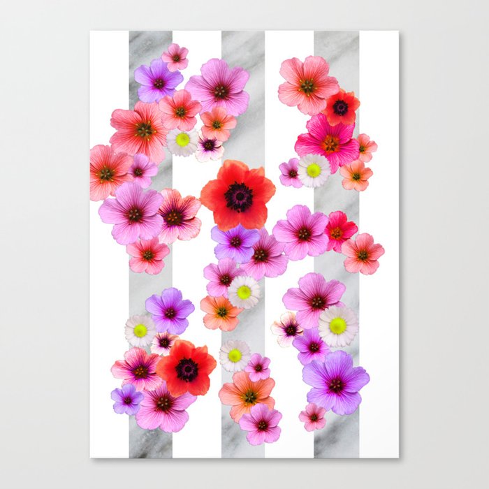 Flowers and Stripes 4 Canvas Print