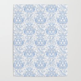 Pineapple Deco // Blue & Marble Poster