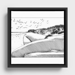 asc 967 - La plage de Draguey (Liberation on the beach) Framed Canvas