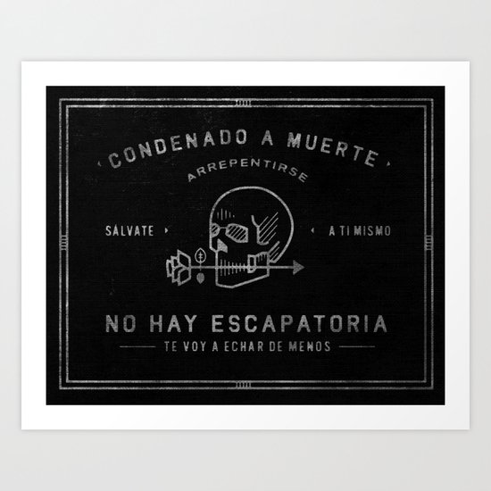 Condenado A Muerte - Black Art Print