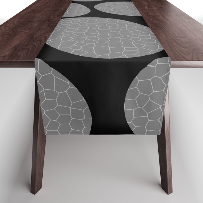 Grey on Black Abstract Pattern Table Runner