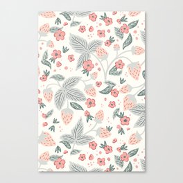 Strawberry tangle - cream Canvas Print